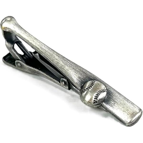 日本製ネクタイピン・タイバー バット＆ボール 野球 ベースボール 野球好き (アンティークシルバー,...