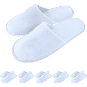 使い捨てスリッパ 室内 高級 ホテル仕様 来客用 厚底 前閉じ 個包装 6足セット (ホワイト, Free Size)