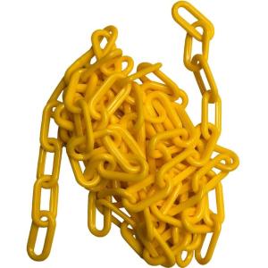 チェーン プラスチック 鎖 駐車場 プラスチックチェーン 侵入防止 立入禁止 工事現場 駐車禁止 進入禁止 (イエロー,  長さ10m)