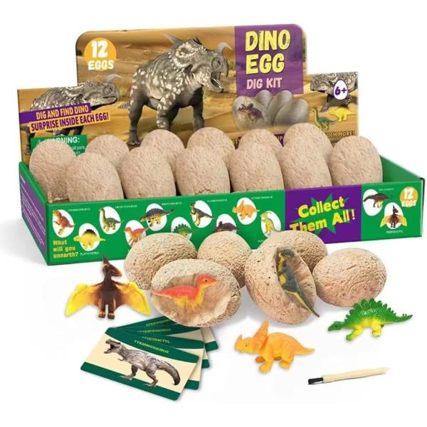 ジャイアント 恐竜の卵 発掘キット ティラノサウルス おもちゃ フィギュア付(ジャンボ恐竜卵(12個...