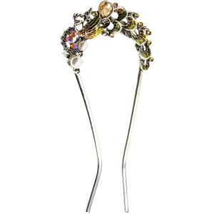 ミャオミャオ 簪 かんざし U字型 髪飾り 和装 留袖 着物 浴衣 金属 アンティーク 孔雀 くじゃ...