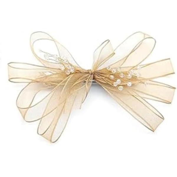 ヘアクリップ 髪飾り チュールリボン ヘアアクセサリー 森ガール 誕生日 発表会 撮影用 結婚式 フ...