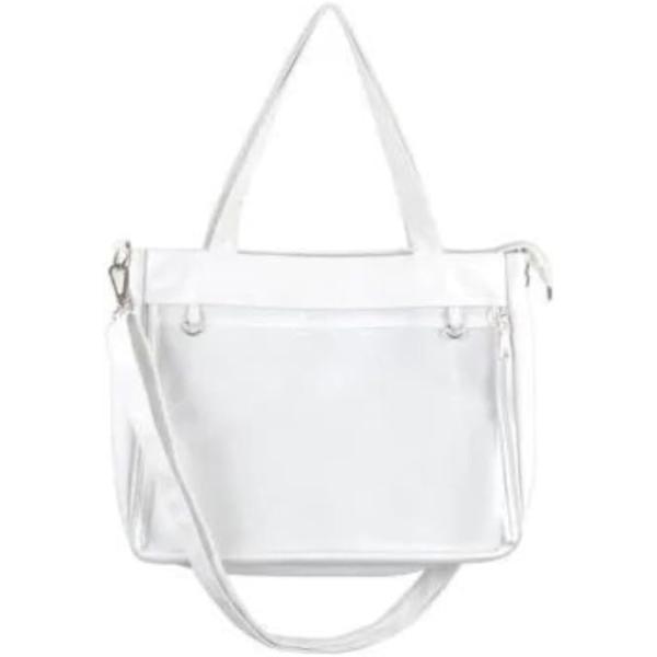 痛バッグ 透明 カバー付き トートバッグ ショルダータイプ オタク向け 収納 見せバッグ(ホワイト,...