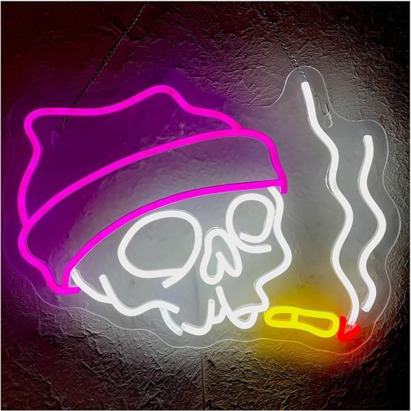 骸骨 ネオンサイン LED ネオン看板 壁掛け 吊り下げ両用 BAR装飾 インテリア ドクロ ネオン...