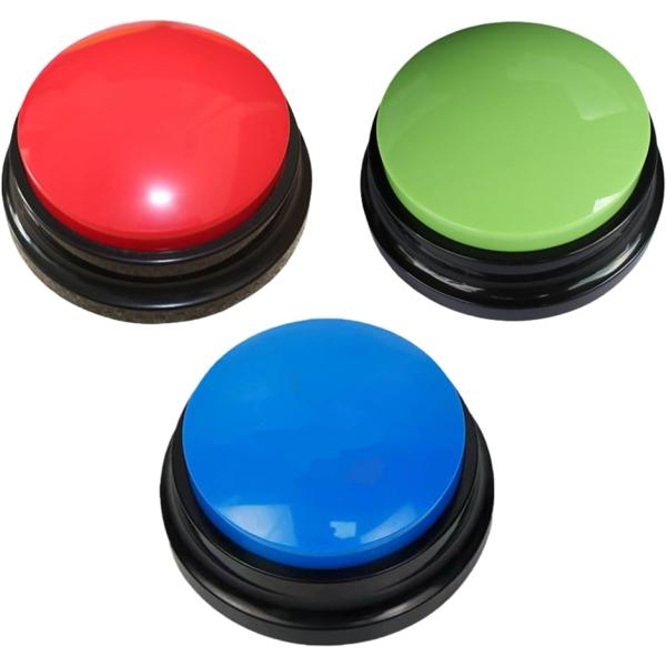 犬 ねこ ボタン 会話 音声記録可能 3個セット 30秒録音 ペット交流 訓練ボタン(ブルー+レッド...