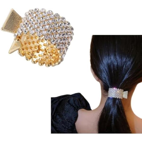 ヘアクロー ヘアクリップ ラインストーン ビジュー ポニーホルダー 髪留め 髪飾り フォーマル(ゴー...