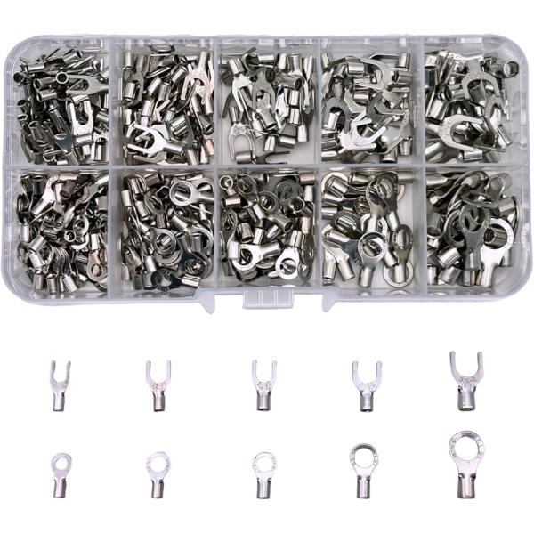 裸圧着端子 O型 U型 10サイズ 320個 端子セット コネクタ 丸型 RNB SNB 銅素材 電...