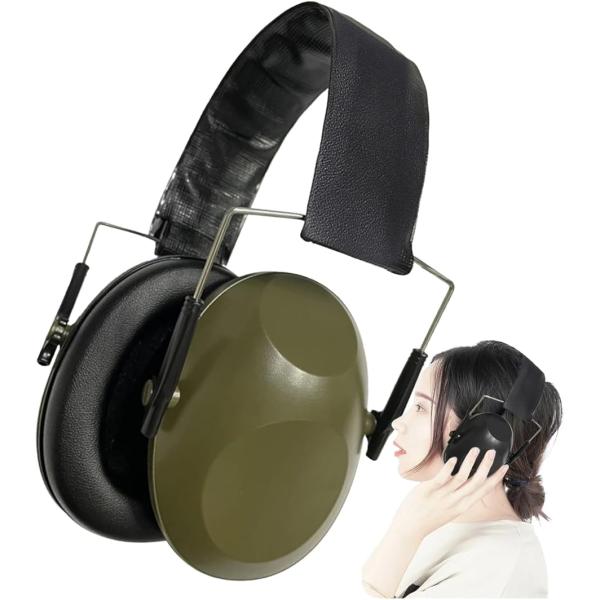 防音イヤーマフ ヘッドホン 耳あて 睡眠 騒音 聴覚過敏 サバゲー 学習 勉強 集中(カーキ,  F...