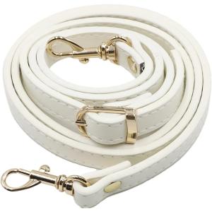 ショルダーストラップ レザー 革 細め 単品 交換用ベルト バッグ カバン ショルダーベルト 肩掛け (オフホワイト＆ゴールドバックル)の商品画像