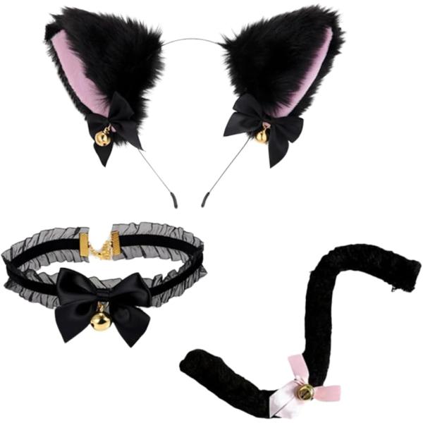 ネコ耳 カチューシャ 3本セット コスプレ イベント 仮装 推し活 学園祭 (ブラック,  カチュー...