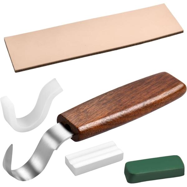 フックナイフ スプーン彫刻用具 スプーンカービングナイフ カービングツール 曲がった 右利き用フック...