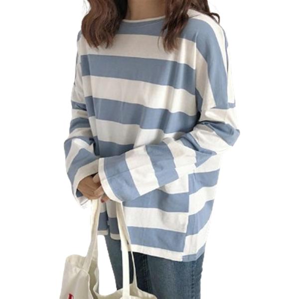 レディース ボーダー トップス Tシャツ 長袖 ロンT カットソー 大きめ 丈 長め かわいい ゆっ...