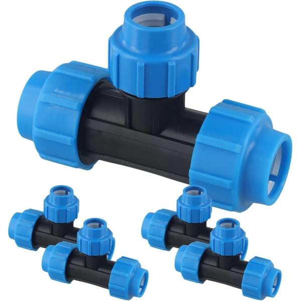 チーズ T字継手 PEホース用 クイックジョイント 灌水 農業 園芸 修理 手締めOK (ブルー, ...