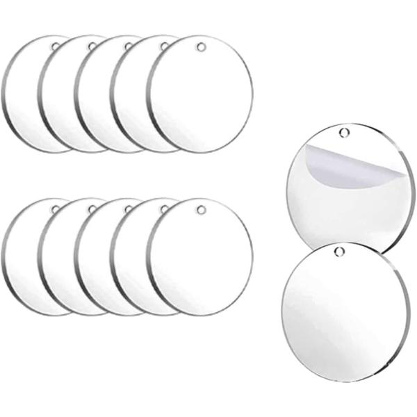 アクリル プレート 丸型 穴あき 透明 クラフト 材料 キーホルダー 置物 ハンドメイド 看板(クリ...