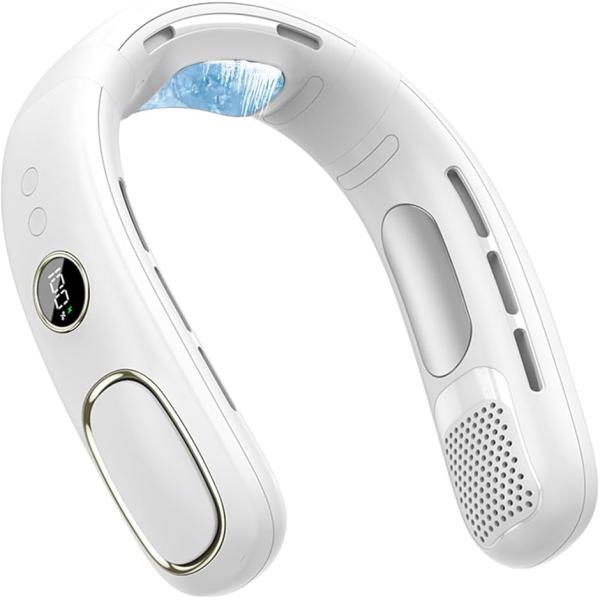 瞬間冷却ネックファン首掛け扇風機 ネッククーラー 超軽量 くびかけ扇風機 静音設計 5段階風量調節 ...