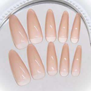 ネイルチップ ロング 24枚 ベージュ 付け爪 短め 可愛い ポイント (ベージュ, ロング)