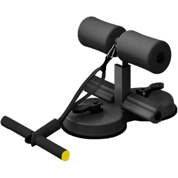 腹筋マシン 足固定 腹部フィットネス機器 吸盤 (ブラック(ハンドル付))