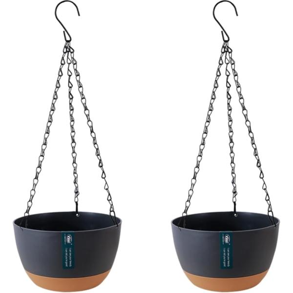 ハンギングプランター バスケット 吊り鉢 吊り下げ 植木鉢 2個セット(ブラック)
