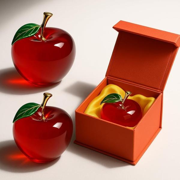 幸運のりんご 置物 金運アップ 開運グッズ インテリア オブジェ 2個セット(レッド,  5cmx5...