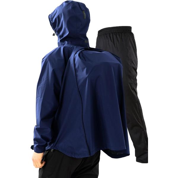 リュックも濡れない レインウェア 上下セット メンズ 防水 雨具 カッパ 自転車 サイクル レインパ...