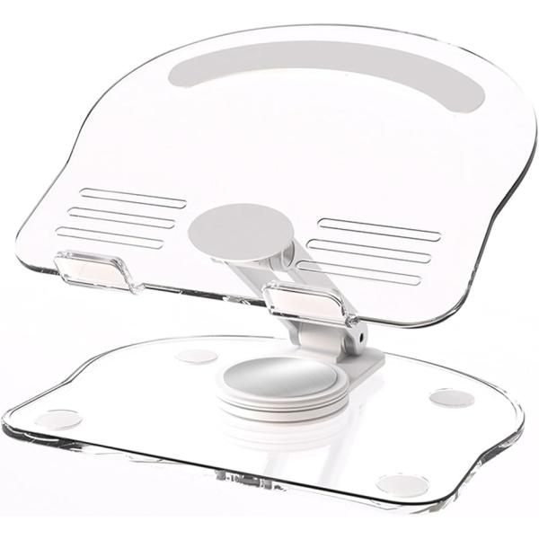 タブレット スタンド 360°回転 高さ調整 角度調整 卓上 透明 クリア ホルダー 持ち運び 折り...