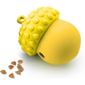 知育ボール どんぐり型 おやつボール 犬 噛むおもちゃ 留守番 歯磨きトイ 早食い防止 歯垢除去 ストレス発散 脳トレ(「イエロー」)
