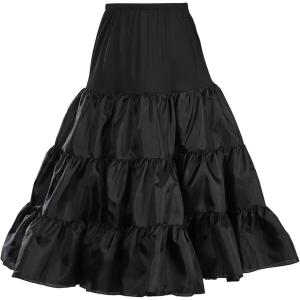 ロングパニエ ロングスカート 50-65cm 長さ調整 Aライン ボリューム かわいい ロリータ 普段着 おしゃれ フリル(ブラック)
