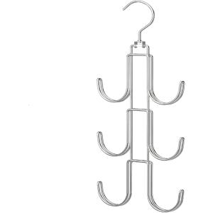 バッグハンガー 回転フック カバン 収納 リュック 帽子 鞄 クローゼット (シルバー, 縦37cm x 横14cm x 奥行1cm)