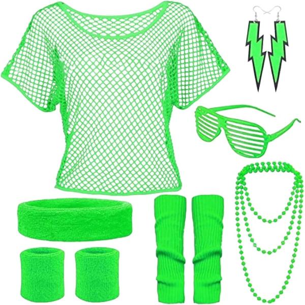 80’s、爆誕 80年代コスチューム コスプレ ネオンファッション パーティー衣装 7点セット(ライ...