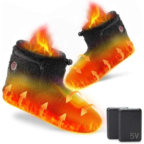 電気スリッパ コードレス 10秒速暖 フットウォーマー 足温器 充電式 ブーツ 歩ける 洗える (ブ...