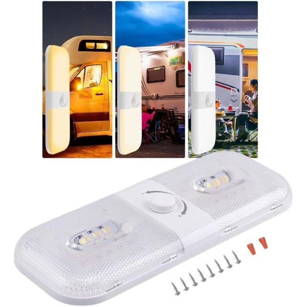 DC12V-24V対応 LEDルームランプ 120連 車内灯 輝度調節可 汎用 キャンピングカー ト...