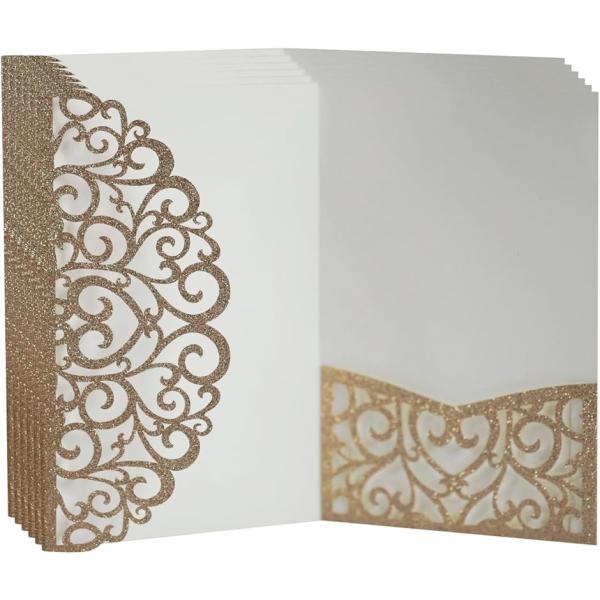 外紙 招待状 メッセージカード グリーティングカード レーザーカット 三つ折り レース風 外紙のみ ...