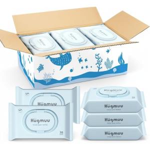 Hugmuu ハグムー おしりふき 厚手 おしり拭き おでかけ 蓋付き お尻拭き (270枚(30枚x9個), おでかけ9個セット)
