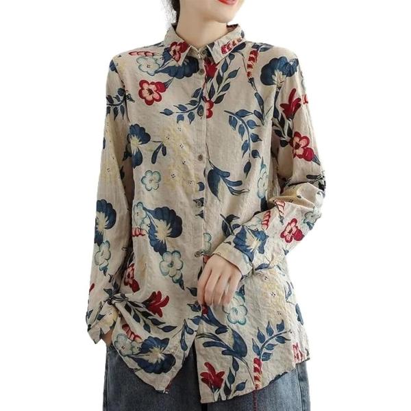 ジェイスコット シャツ ブラウス レディース ボタニカル柄 前ボタン 長袖 ゆったり カジュアル リ...