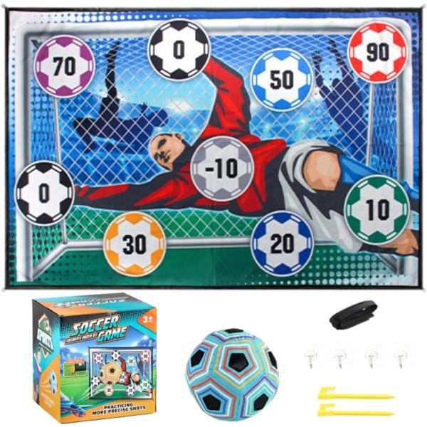サッカー 的当て ゲーム 柔らかいボール付き 子供用 (ブルー,  幅150cm x 高さ100cm...