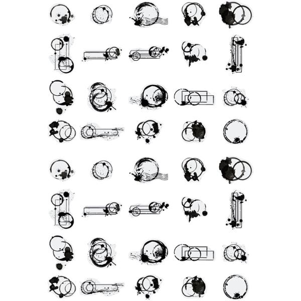 おしゃれで可愛い レトロ フレークシール 40枚セット 英字デザイン 手帳用 コラージュ素材 (イン...