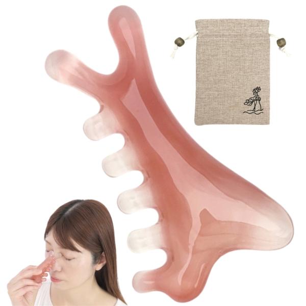 皮膚科医監修 多機能 かっさ 頭皮 マッサージ カッサ プレート ツボ押し 棒 収納袋付き(ピンク)