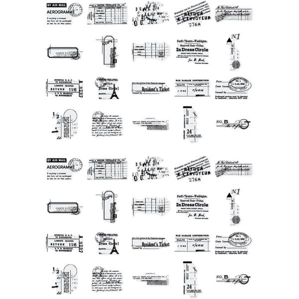 おしゃれで可愛い レトロ フレークシール 40枚セット 英字デザイン 手帳用 (アンティークドキュメ...