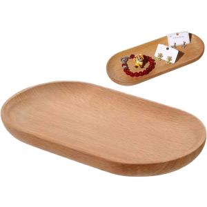 キャッシュトレイ 木製 トレー 小物置き ペントレイ おしゃれ 北欧風 カフェ風 お盆 プレート (ナチュラル, 18 x 10cm)