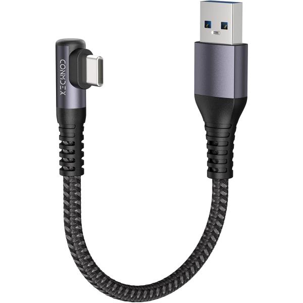 10Gbps高速転送・L字型 USB A to C ケーブル 短い USB3.1 Gen2 90度 ...