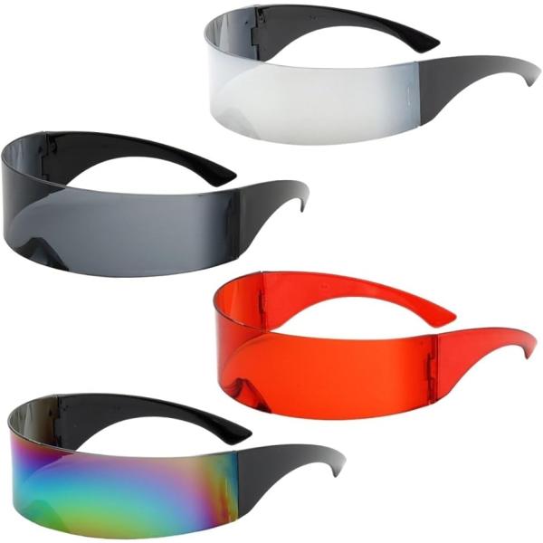 サイバーパンク おもしろメガネ 近未来 ガジェット SF コスプレ 4本セット (4色セット)