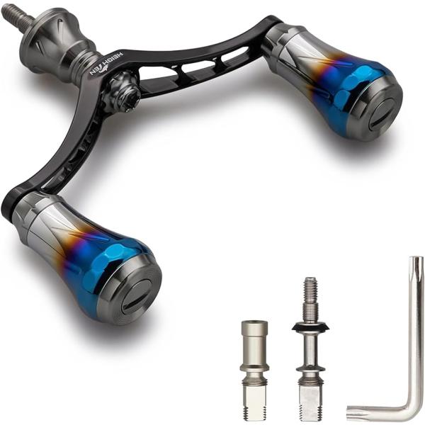 V3.0 80/98mm リール ハンドル 航空アルミ製 シマノ MDM(ガンメタル(ノブ)＆ブラッ...