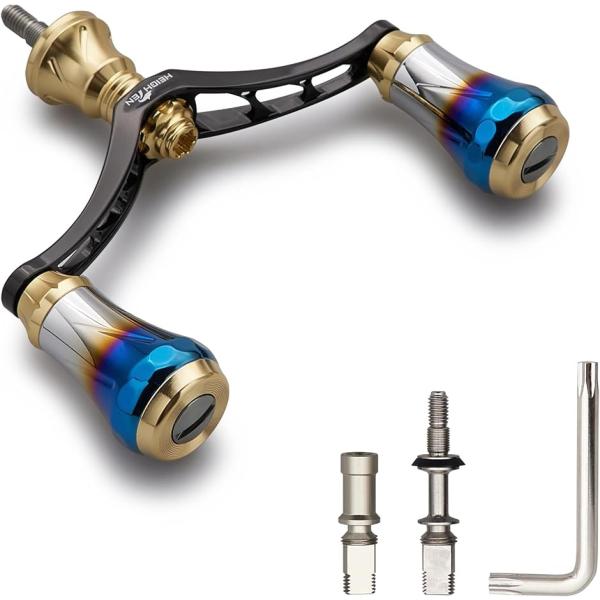 V3.0 80/98mm リール ハンドル 航空アルミ製 シマノ MDM(ゴールド(ノブ)＆ブラック...