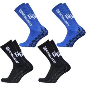 【互換品】サッカー ソックス グリップ スポーツ 靴下 滑らない ランニング ゴルフ アウトドア(黒2青2, 24.5-28.0 cm)