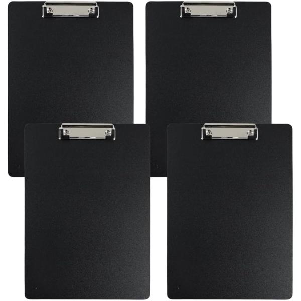クリップボード バインダー a4 事務 頑丈 文具 持ち運び 防水 ブラック 4個セット (ブラック...