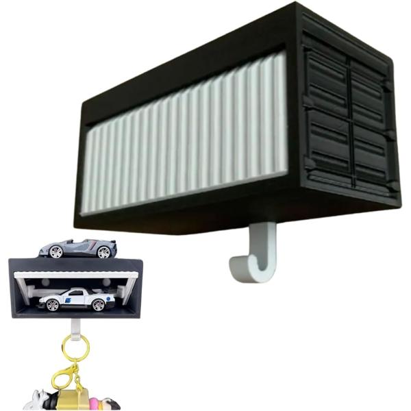 キーガレージ マグネット キーホルダー 玄関 フック おしゃれ 車庫 カー 壁 ボックス 鍵 (白x...