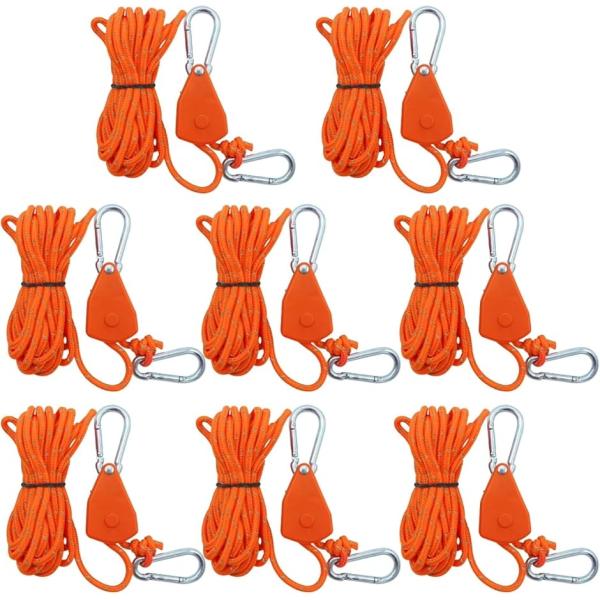 ロープラチェット パラコード テント タープ 自在金具 ガイロープ 設営 キャンプ用品 (オレンジ,...