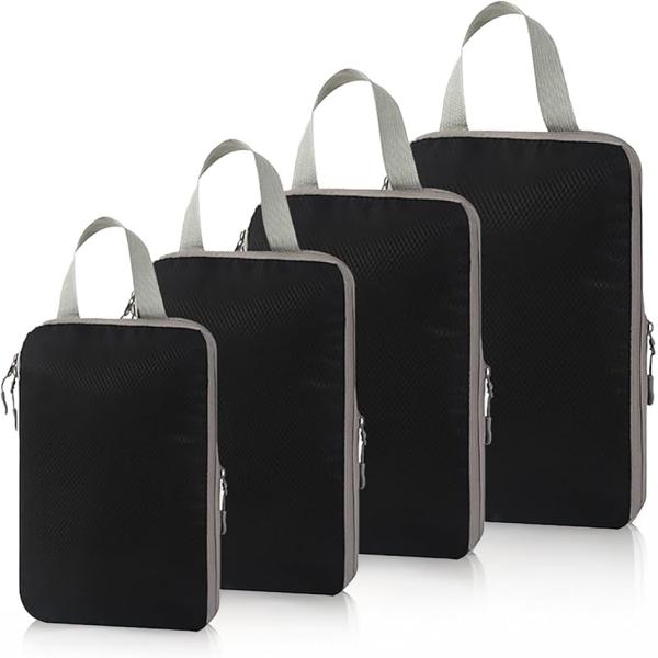 旅行用圧縮袋 トラベルポーチ バッグ 4点セット 衣類仕分け 収納 スペース節約 スーツケース 出張...