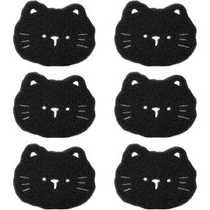 洗濯ボール ネコ型 ほこり ランドリーボール ペットの毛 猫の毛 衣類 寝具 再利用可能 (ブラック, 6個セット)