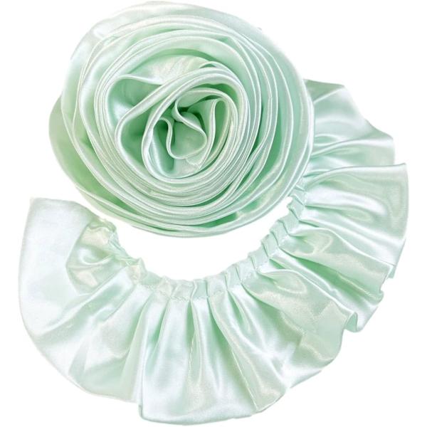 プリーツ サテン トリム 生地 光沢 装飾 縁取り 手芸 パーツ ハンドメイド (ライトグリーン, ...